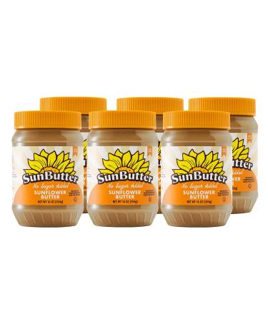 SunButter Natural No Sugar Added Sunflower Butter with hint of salt 16 Ounce (Pack of 6) No Sugar Added 16 Ounce (Pack of 6)