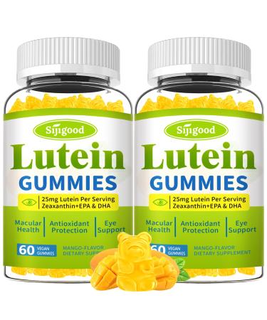 Lutein and Zeaxanthin Supplements Gummies with Astaxanthin & Bilberry Extract - Eye Vitamins with Omega-3, Vitamins A, C, E, D3 & Zinc for Vision Health - Sugar Free, Mango Flavor, 120 Count 60 Count (Pack of 2)