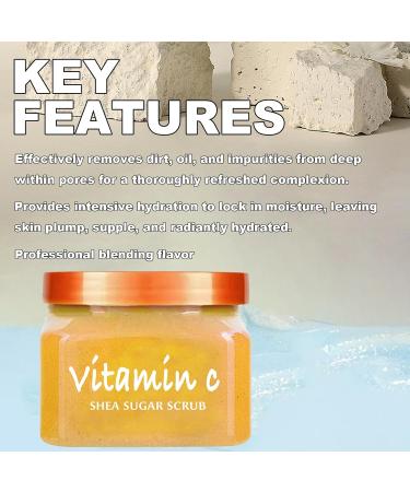 Facial Scrub Vitamin C Shea Sugar Scrub Ultra Hydrating and Exfoliating for Nourishing Essential Body Care Improves Acne Scars Blackheads Pore Size and Skin Texture - Buy Online on GoSupps.com