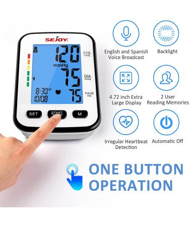 Upper Arm Blood Pressure Monitor | Automatic Digital BP Machine with English & Spanish Talking | Large Backlit Display | Home Use Irregular Heartbeat & Hypertension Detector - Buy Online on GoSupps.com