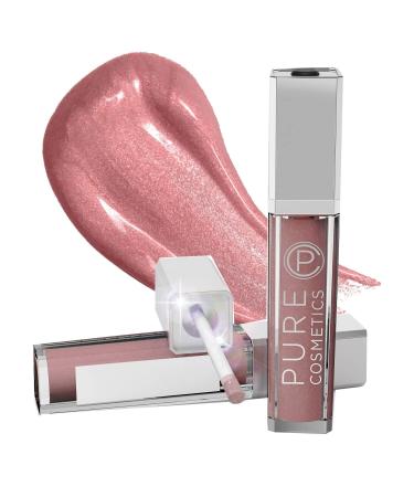 Pure Cosmetics Lip Gloss  Pouty Pink - Hydrating & Ultra-Moisturizing Lip Makeup with Jojoba Oil  Sweet Almond Oil & Vitamin E  LED Applicator with Mirror  Cruelty-Free and Talc-Free
