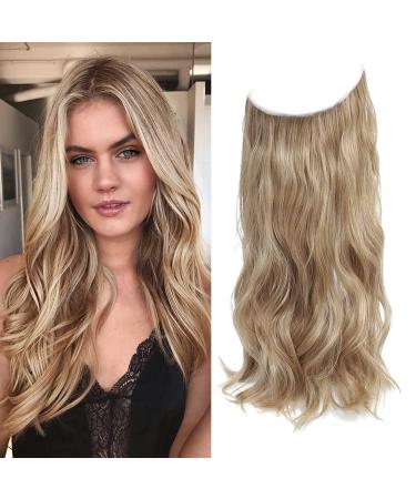 Secret Hair Extensions 12 Inch Dark Blonde Hair Piece Invisible Wire Hair Extensions Clip in Synthetic Hair Pieces for Women Natural Wavy Hair Extension