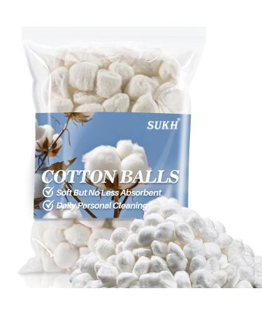 Cotton Balls - Sukh 200 Count Cotton Ball Absorbent Cotton Balls Bulk for Face Small White Cotton Balls for Nail Polish Remover Mini Medium Makeup Remover Real Facial Soft Cotton Balls for Ears