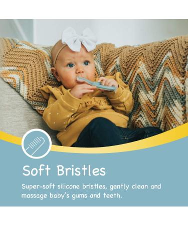 Papablic Infant Training Toothbrush 2 Pack - Soft Silicone Baby Toothbrush for Ages 4 Months and Up - BPA Free - Yellow & Blue - Buy Online on GoSupps.com