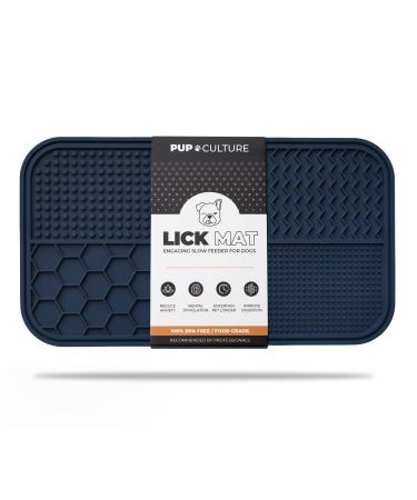 Pup Culture Dog Lick Mat for Dogs, Feeding Pad for Anxious Pets Plus 4 Different Puzzles for Brain Stimulation, Supports Mental, Dental, and Digestive Health, Bite Resistant and Heavy Duty Navy