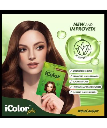 iColor Organic Hair Dye Shampoo Medium Brown - 10 Sachets | DIY Hair Color Easy & Convenient 25ml | Fast Results in 20-30 Minutes - Buy Online on GoSupps.com