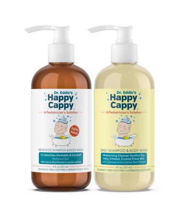 Happy Cappy Shampoo Bundle | Manage Cradle Cap, Seborrheic Dermatitis, Dandruff, and Dry, Itchy, Sensitive Eczema Prone Skin for All Ages