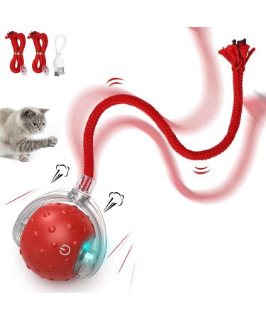 PUHOHUN Interactive Cat Toy Ball Electric Automatic Cat Toys for Indoor Cats Adult Moving Cat Toys - Simulates Bird Calls USB Rechargeable All Floors & Carpet Available
