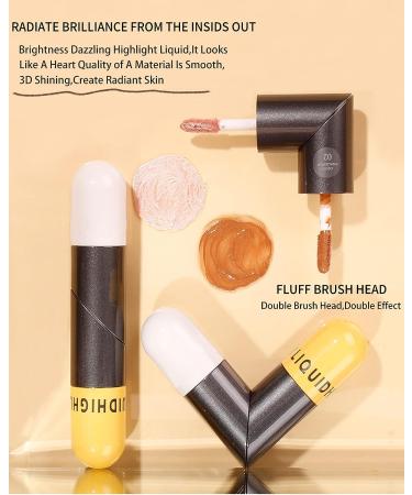 Face Body Dazzling Cream Liquid Highlighter - Sakura Pink+Warm Brown 02 | Waterproof Glitter Luminizer for Women - Buy Online on GoSupps.com