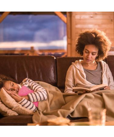 URBZUE Long Hot Water Bottle 2L with Plush Cover - Extra Long Hot Water Bag for Neck, Back, and Shoulders - 73 x 14 cm - Pink - Buy Online on GoSupps.com