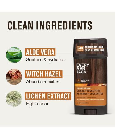 Every Man Jack Citrus + Eucalyptus Men s Deodorant - Stay Fresh with Aluminum Free Deodorant For all Skin Types - Odor Crushing Long Lasting with Naturally Derived Ingredients - 3oz (2 Pack) - Buy Online on GoSupps.com