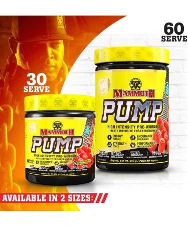 MAMMOTH PUMP Pre Workout Powder Superior Muscle Pumps Increase Strength & Endurance Explosive Power & Energy Supplement Heightened Focus Quick Recovery Reduced Soreness (30 Serves Swedish Very Berry) Swedish Very Berry 270.0 g (Pack of 1) - Buy Online on GoSupps.com