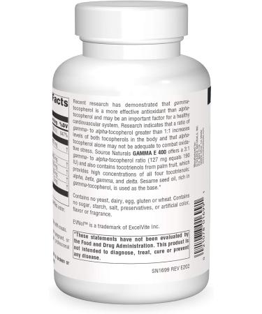 SOURCE NATURALS Gamma E Complex 400 Mg - 120 Softgels | Antioxidant Support | 120 Servings - Buy Online on GoSupps.com