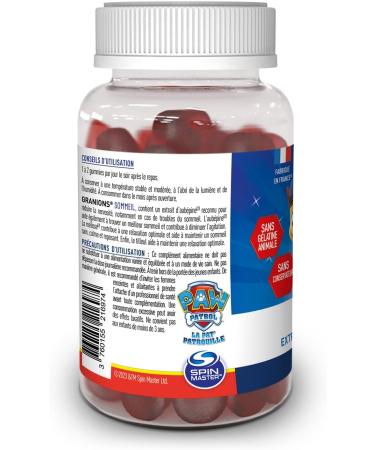 PAT PATROL GRANIONS Sleep Gummies | Dietary Supplement | Relaxation Healthy Sleep | Lemon Balm Extract Hawthorn | Apricot Flavor | No Animal Gelatin No Sugars | Made in FR | 60 Gummies - Buy Online on GoSupps.com