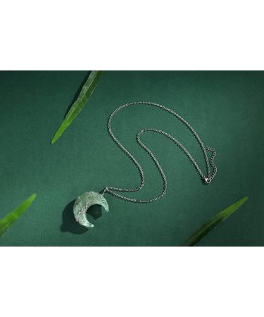 XIANNVXI Crystal Crescent Moon Necklace - Tree of Life Aventurine Pendant for Women - Buy Online on GoSupps.com