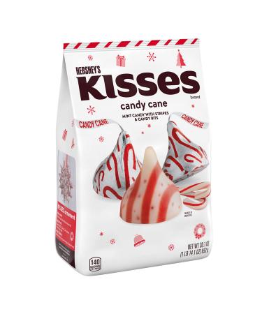 HERSHEY'S KISSES Candy Cane Mint With Stripes and Candy Bits Candy, Christmas, 30.1 oz Bulk Bag