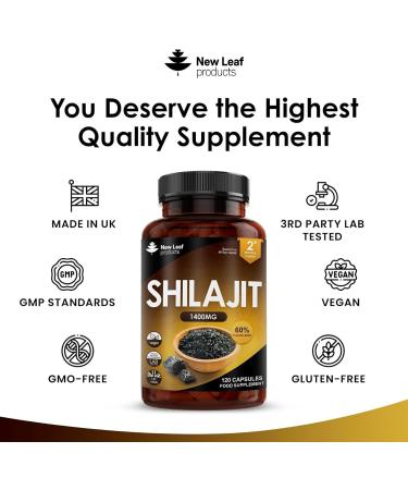 Shilajit 1400mg Supplement Pure Himilayan Shilajit 60% Fulvic Acid High Strength No Binders or Fillers - Pure Shilajit (120 Capsules) - Buy Online on GoSupps.com