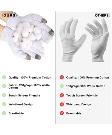 MNOPQ 100% Cotton Moisturizing Gloves - 4 Pairs Medium | Overnight Bedtime Gloves for Eczema | Touch Screen Friendly | Includes Washing Bag & Wristband - Buy Online on GoSupps.com
