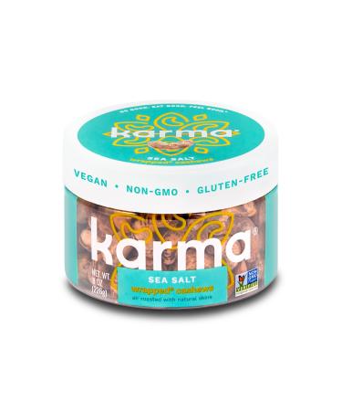 Sea Salt Cashews with Skin by Karma Nuts, Whole, Roasted, Vegan, Gluten Free, Low Net Carb, Natural, Everyday Nut Snack, 8oz Jar (Pack of 1) Sea Salt 8 Ounce (Pack of 1)