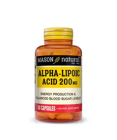 MASON NATURAL Alpha Lipoic Acid 200 mg - Supports Energy Production Antioxidant Support Supplement 60 Capsules