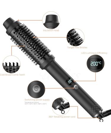 High-Performance 1.5" Thermal Curling Brush - Ionic Heated Round Brush with Tourmaline & Ceramic 10 Temp Settings Travel Friendly - Perfect for Volumizing Curls - Buy Online on GoSupps.com