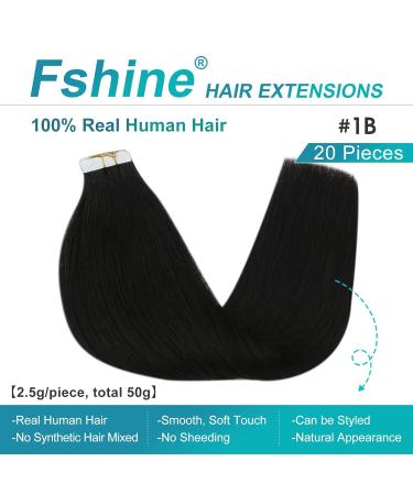 FSHINE Tape-in Hair Extensions - 30cm Black Seamless Remy Hair Weft - 20 Pieces 30 Grams for Women #1B 4 - Buy Online on GoSupps.com