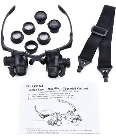 Lightweight Magnifying Glass with Led Light 10 Times 15 Times 20 Times 25 Times High-Definition Binocular Head-Mounted Magnifier Used for Repaiclocks and Reading Lofty Ambition - Buy Online on GoSupps.com