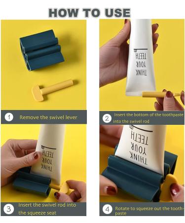 2 Pack A&H Zhier Square Plastic Toothpaste Squeezer - Tube Cleanser Saver & Holder - Yellow - Buy Online on GoSupps.com