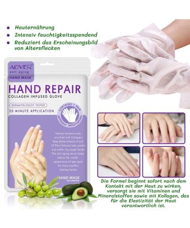 P-Beauty Lavender Hand Mask | 5 Pairs of Moisture Gloves | Collagen & Vitamin-Rich Anti-Aging Care for Cracked Dry Hands - Buy Online on GoSupps.com