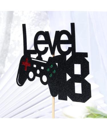 Black Glitter Level 18 Cake Topper - Level Up 18th Birthday Cake Topper - Happy 18th Birthday 18 Year Old for Gamer Theme Party Decorations - Buy Online on GoSupps.com