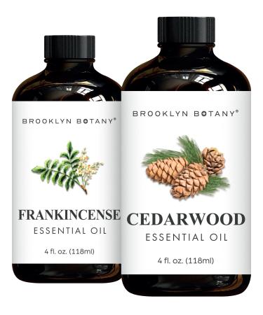 Brooklyn Botany Frankincense & Cedarwood Essential Oils 4 Fl Oz (Pack of 2) 100% Pure & Natural Earthy & Grounding Aromatherapy Blend