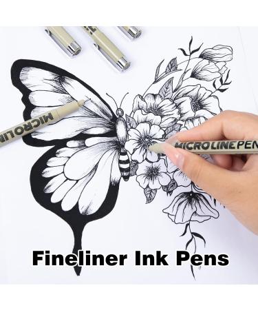 12 Pack Black Micro-Pen Fineliner Ink Pens - Waterproof Archival Ink, Fine Point for Artist Illustration, Sketching, Anime Manga, Scrapbooking - Buy Online on GoSupps.com