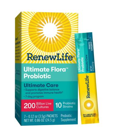 Renew Life Adult Probiotic - Ultimate Flora Probiotic Extra Care Probiotic Supplement - 200 billion - 7 Day Program 7 Packets (Packaging May Vary)