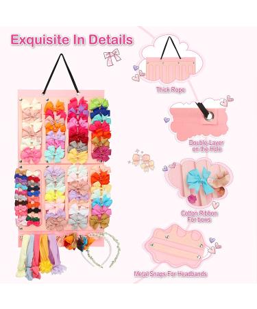Hair Bows Holder with Large Capacity | Hair Clips Storage Hanger | Baby Hair Accessory Storage Display | Wall Hanging Organizer for Girl Room | Baby Nursery Decor - 13.7x26 Inch - Buy Online on GoSupps.com