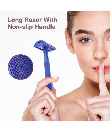 Copper Single Blade Razor - Gentle Close Shave Eco-Friendly Double Edge Safety Razor with 10 Blade Refills - Perfect for Sensitive Skin - Indigo Purple - Buy Online on GoSupps.com