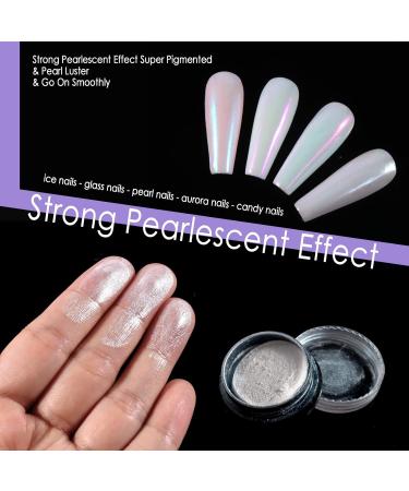 Allstarry Chrome Nail Powder 4 Colors Iridescent Aurora Powder Metallic Mirror Effect Pigment Pearlescent Mermaid Glitter Unicorn Glitter for Nail Art Manicure Decoration Home DIY Salon-Pear White Ice Series - Buy Online on GoSupps.com