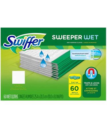 Swiffer Sweeper Wet Cloth Refill, White 60 Count