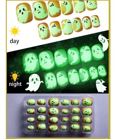 Halloween Luminous Press-On False Nails for Kids | 3 Boxes of Themed Fake Nails with Adhesive Tabs | Short Full Cover Nail Art Decoration - Buy Online on GoSupps.com