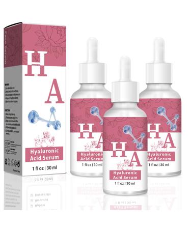 3 Pack Rose Hyaluronic Acid Serum Moisturizing for Face Moisturize Smoothes Wrinkles (1FL.OZ)