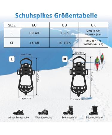 LCMOM Winter Shoe Spikes - Anti-Slip Ice & Snow Grips for Men & Women - 11 Teeth Crampon Design - Buy Online on GoSupps.com