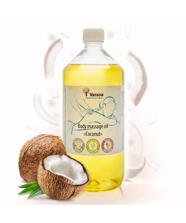 Verda massage oil coconut 100% natural cosmetics organic vegan restores strength and elasticity to prevent pregnancy strips reduce folds rejuvenation (1l) 1 l (1 Pack)