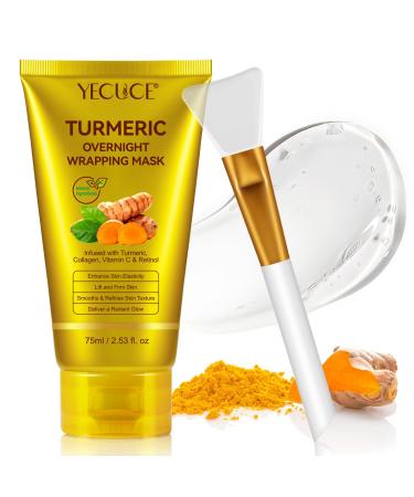 Kojic Acid Turmeric Overnight Wrapping Peel Off Mask - Nourrit la peau terne et in gale avec du collag ne hydrolys pour une peau clatante et ferme. Soins cor ens 2.53 fl. oz. (2.53 fl. oz.)