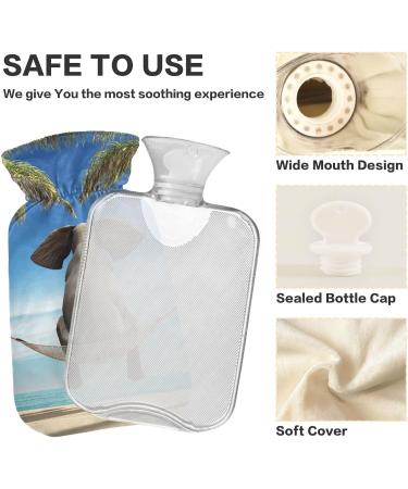 Elephant Hammock Beach Hot Water Bottle with Cover - 1L Pain Relief Bag for Back Pain & Hot/Cold Therapy | BPA-Free - Buy Online on GoSupps.com