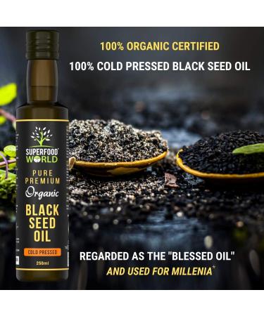 Organic Black Seed Oil 250ml - 100% Pure Cold Pressed Nigella Sativa Seed Oil - Buy Online on GoSupps.com