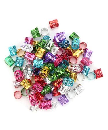 100 pieces hair mesh rings aluminum adjustable dreadlocks hair cuffs pearl metal rings hair jewelry dreadlocks pearls braid hair jewelry wig accessories (colorful)