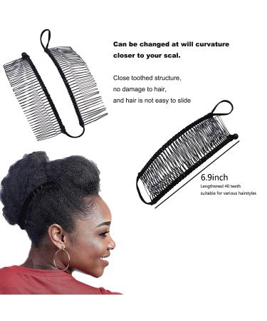 Black Large Banana Hair Clips Set - 40 Combs for Natural Curly Thick Hair, Stretch & Adjust, Comfy, Damage-Free, All-Day Hold - Ponytail Style - Buy Online on GoSupps.com