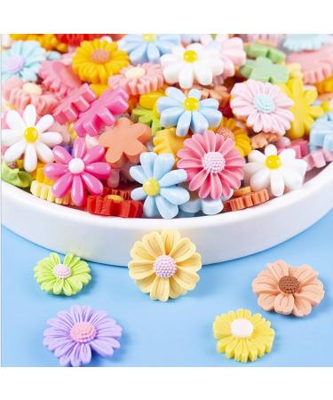 100Pcs Flower Daisy Slime Charms Set - Easter DIY Craft - Resin Jewelry Making Charms for Scrapbooking & Decoration - Buy Online on GoSupps.com