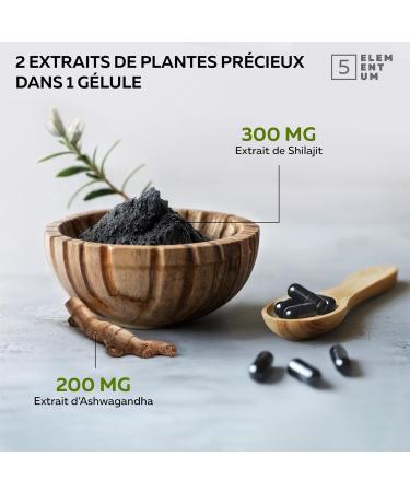  5 elementum Mumijo Shilajit Himalayan High Dosed Capsules - 1000mg Daily 71% Fulvic Acid - Highly Dosed Natural Shilajit - Tested & Certi - Buy Online on GoSupps.com