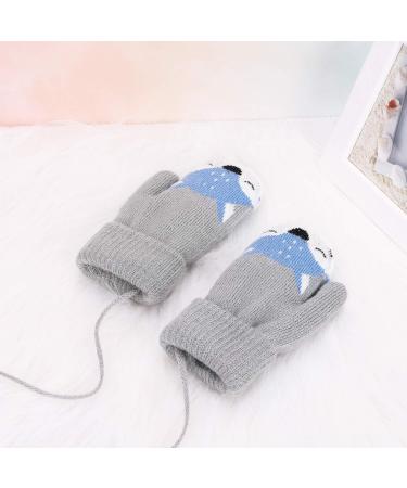 Qchomee Baby Toddler Cute Fox Gloves Winter Knitted Mittens Adjustable String Warm Full Finger Cartoon Gloves Thicken Indoor Outdoor Gloves for Kids Boy Girl 1-3 Years Tie String Before Use Grey - Buy Online on GoSupps.com