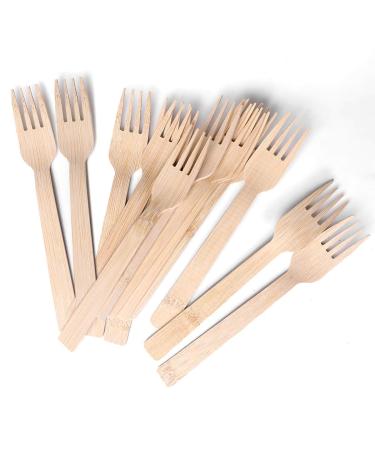 Bamboo Disposable Cutlery-Bamboo Forks 100PK 6.7" for Travel Camping Utensils Set 100% Biodegradable Compostable Renewable Fork 100 fork